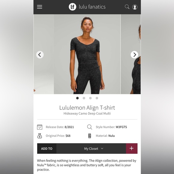 Lululemon Align T Shirt Hideaway Camouflage - Picture 1 of 2
